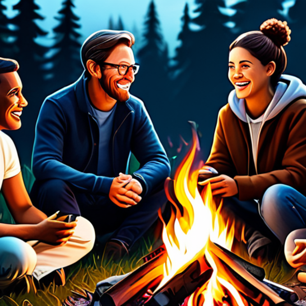 커뮤니티에서의 가치 있는 대화의 중요성 - Community Storytelling**

"A diverse group of people, fully clothed, gathered around a digital campf...