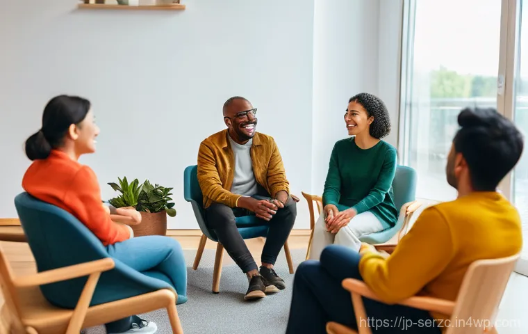 커뮤니티 내 다양한 의견 수렴하는 방법 - **Prompt:** A diverse group of 6-7 individuals, varying in age (20s to 60s) and ethnicity, are gathe...