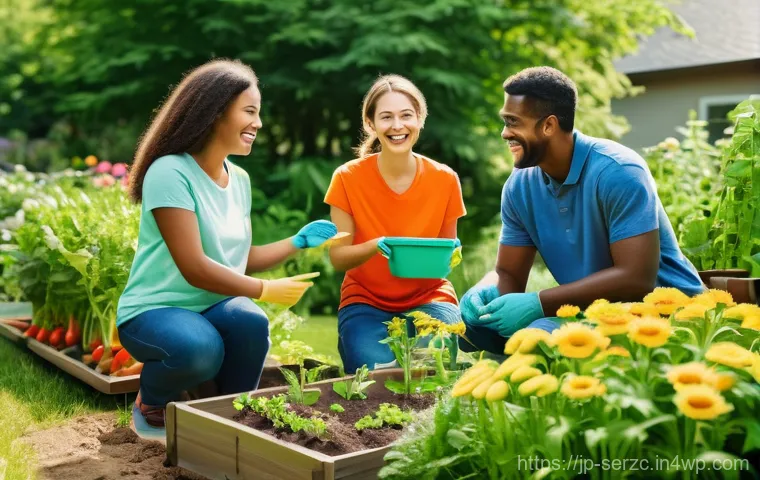 커뮤니티 활성화를 위한 자원봉사자 모집 전략 - **Prompt:** A vibrant, outdoor scene depicting a diverse group of volunteers, including adults, teen...