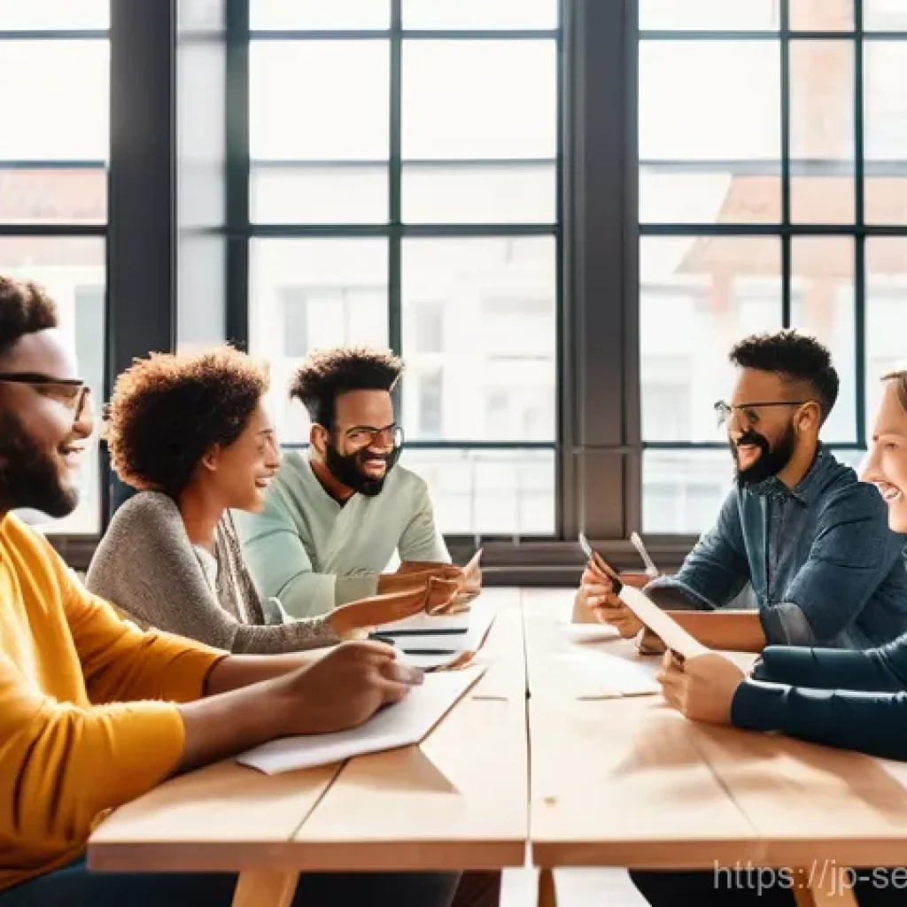 커뮤니티 중심의 고객 서비스 혁신 방안 - **A vibrant community meeting focused on co-creation.** A diverse group of adults (men and women, va...