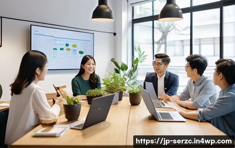 커뮤니티 운영을 위한 자원 확보 전략 - A vibrant community meeting scene in a modern Japanese-style co-working space, featuring diverse mem...