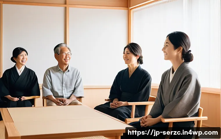 커뮤니티 내 다양한 의견을 반영하는 방법 - A modern Japanese community meeting scene set in a bright conference room with diverse participants ...