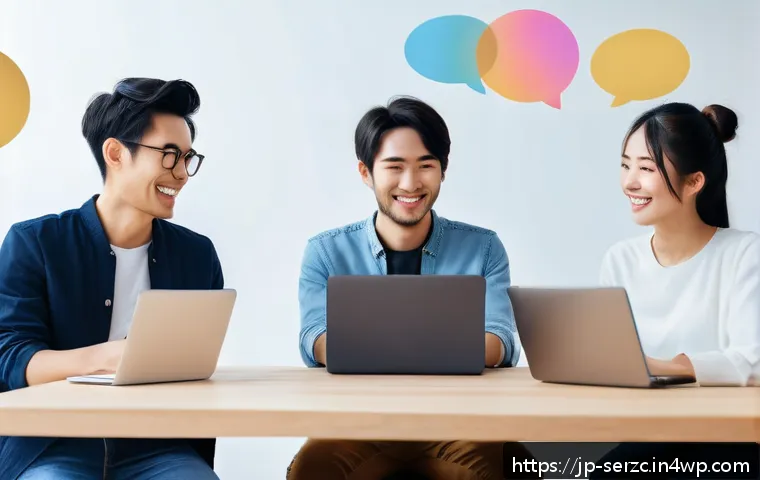 커뮤니티 기반 서비스에서의 신뢰 구축 전략 - A diverse group of young Japanese adults in a modern online community setting, casually dressed in s...