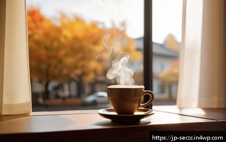 상호작용을 촉진하는 커뮤니티 포토 챌린지 - A warm and cozy morning scene capturing the steam rising from a freshly brewed cup of coffee placed ...